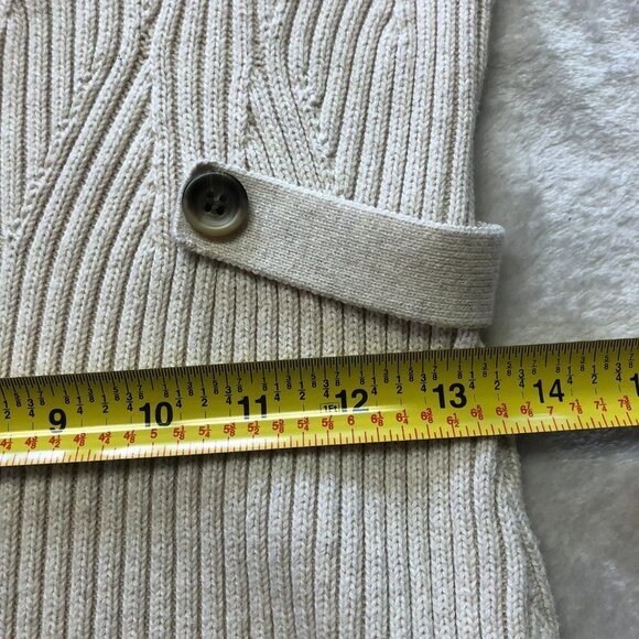 CALVIN Klein Oatmeal V Neck Button Down Ribbed Knitted Cardigan Size Large - Picture 9 of 11